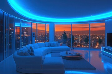 Poster - Revolutionizing modern living voice-controlled smart home technology urban apartment digital lifestyle futuristic environment innovation concept