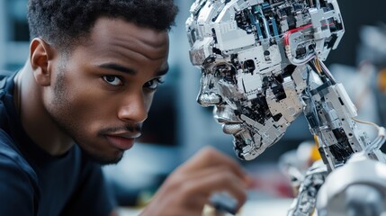 Poster - african american adult male working on robotics