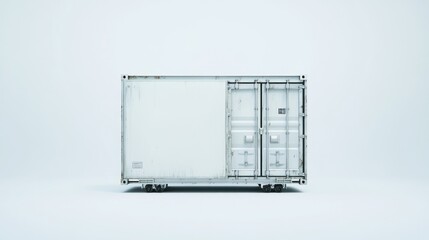 Poster - A weathered shipping container on a minimalist background, suggesting storage or transport use.