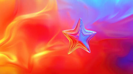 Poster - Colorful abstract wave with star shape in center, vibrant and dynamic
