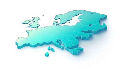 Aufkleber - 3D map representation of Europe showcasing its geographical layout.