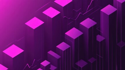 Poster - Abstract graphic design featuring 3D bars and lines on a vibrant purple background.