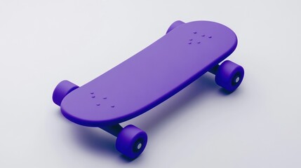 Poster - A purple skateboard with four wheels, designed for recreational use and transport.