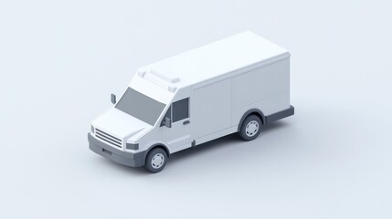 Poster - A simple, white delivery van model designed for transport purposes.