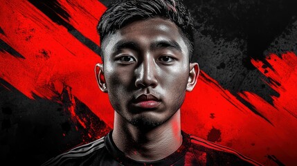 Poster - A striking portrait of a young athlete against a bold, artistic background.