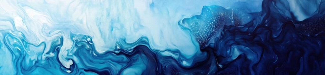 Aufkleber - Abstract fluid art with swirling blue tones, evoking calmness and creativity.