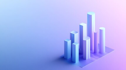 Poster - A modern 3D bar graph with a gradient background, representing data visualization.