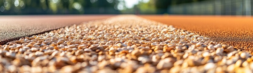 Poster - Close-up of a textured running track surface with a blurred background.