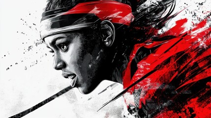 Aufkleber - A dynamic illustration of an athlete in motion, emphasizing strength and determination.