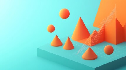 Poster - Abstract geometric shapes in orange against a gradient background, symbolizing data visualization.