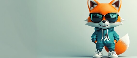 Poster - A cartoon fox character wearing sunglasses and a hoodie, exuding a cool vibe.