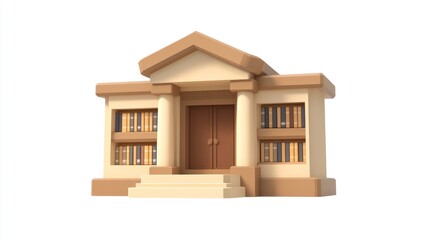 Poster - A stylized building resembling a library or educational institution.