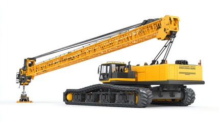 Aufkleber - A large yellow and black crawler crane designed for heavy lifting and construction tasks.