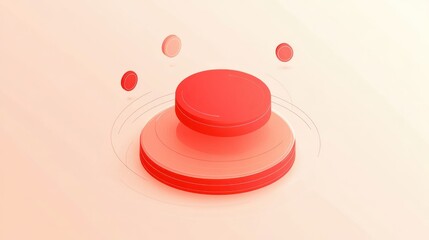 Poster - Abstract design featuring layered red circles with a gradient background.