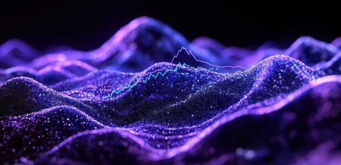 Aufkleber - Abstract visualization of data represented as waves with glowing elements.