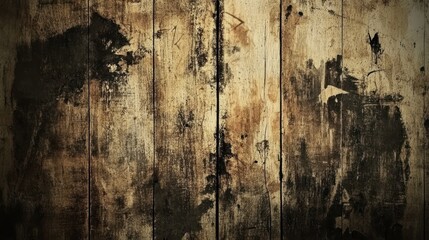 Canvas Print - Weathered wooden planks with dark brown and light brown tones.