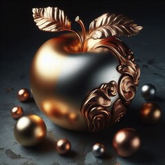 Poster - Metallic Shades Gold silver copper or bronze apple