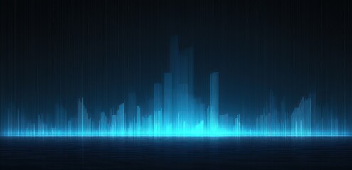 Aufkleber - A digital visualization of sound waves in blue tones against a dark background.