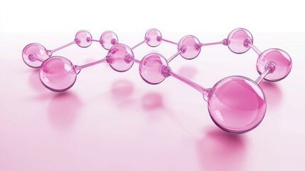 Poster - A stylized representation of interconnected molecular structures in pink hues.