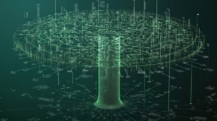 Poster - A digital representation of a data visualization or scientific concept in green hues.