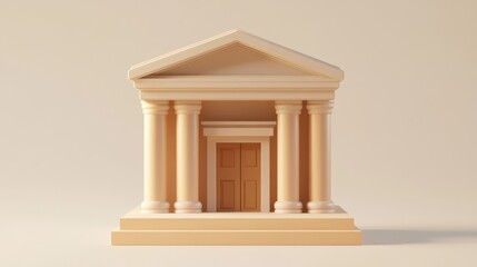 Poster - A simple, stylized representation of a classical building with columns and a central door.