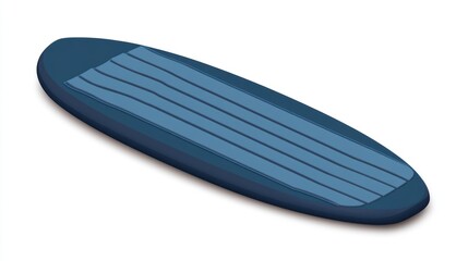 Poster - A blue surfboard with a striped design, used for surfing on water waves.