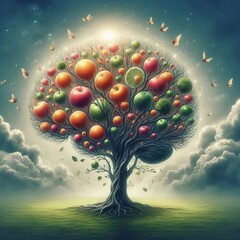 Poster - tree branches growing from mind bearing fruit of knowledge