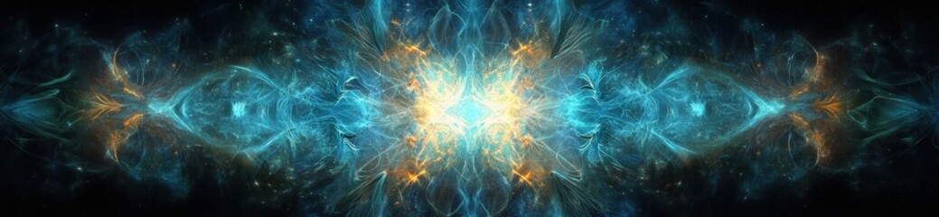 Aufkleber - A vibrant abstract design featuring swirling blue and orange light patterns.