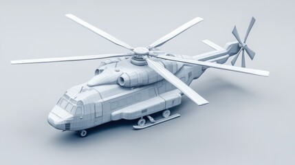 Poster - A 3D model of a helicopter in a minimalist design.