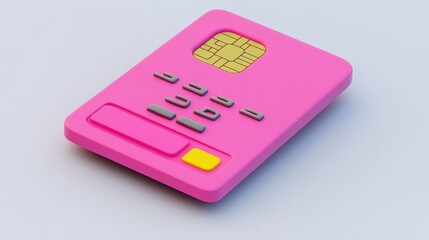 Poster - A pink SIM card with an embedded chip and buttons for dialing or messaging.