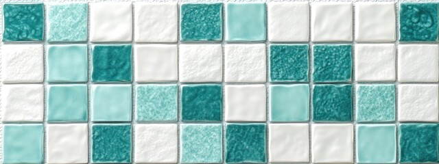 Poster - A mosaic tile pattern featuring varying shades of teal and white for decorative purposes.