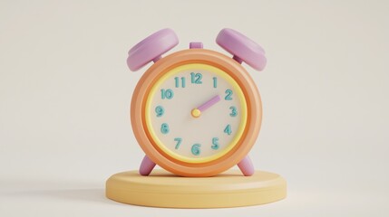 Aufkleber - A colorful alarm clock with a playful design, indicating the time with vibrant numbers.