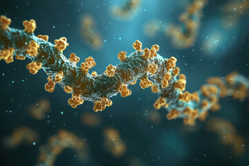 Poster - Closeup view of a single bacterium microbial environment scientific visualization detailed structure