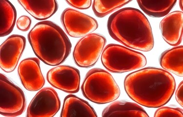 Aufkleber - Microscopic view of red blood cells showcasing their varied shapes and sizes.