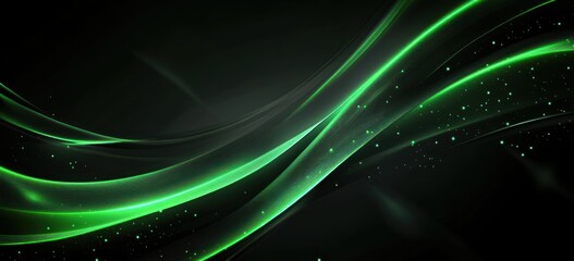 Aufkleber - Abstract green wave design with glowing elements on a dark background.