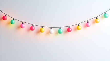 Poster - A string of colorful decorative lights against a plain background.