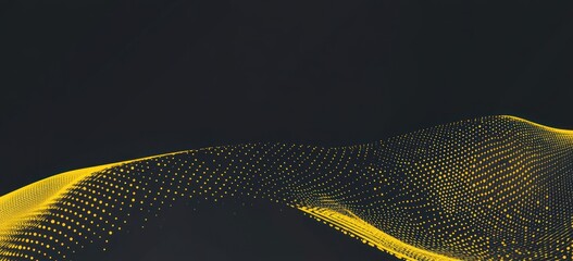 Aufkleber - Abstract wave of yellow dots on a dark background, representing data or digital flow.
