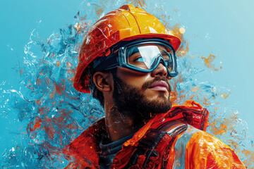Poster - Dynamic construction activity urban site colorful image outdoor environment close-up view vibrant workforce visual