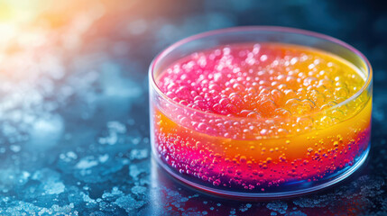 Poster - Exploring the vibrant colors of microbial growth in a petri dish under laboratory conditions