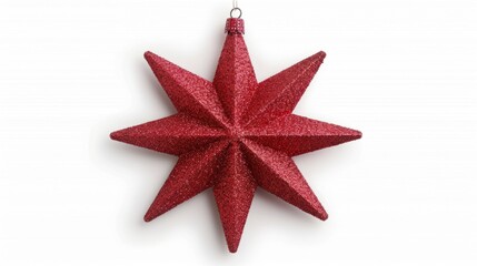 Wall Mural - Red glitter star ornament for festive decoration.