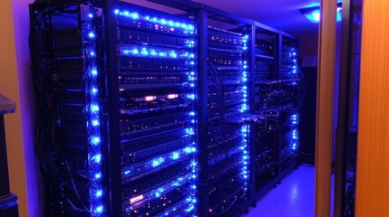 Poster - Illuminated Server Racks In A Modern Data Center