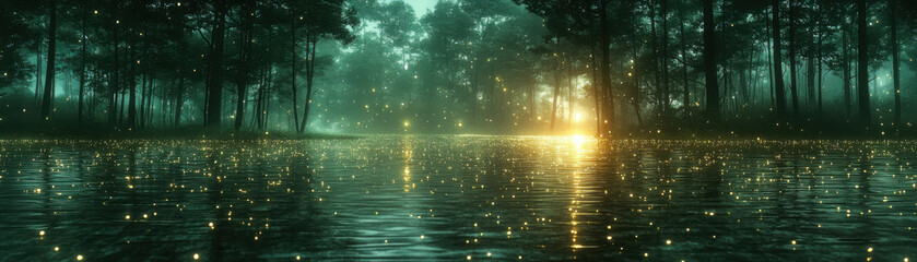 Poster - Experience a bioluminescent forest glowing with life enchanted wilderness fantasy landscape ethereal glow