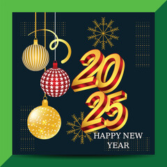 Fototapete - Happy New Year 2025 design with unique 3D numbers Premium vector design for Happy New Year 2025 greetings and celebrations.