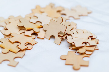 Aufkleber - Puzzle assembly event in office space creative content collaborative environment business concept