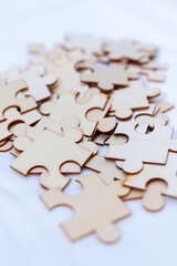 Fototapete - Creative business strategy workshop puzzle solving for team building conference room hands-on session collaborative environment problem-solving concept