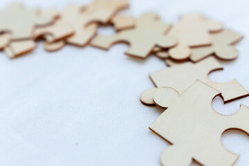 Aufkleber - Business strategy meeting office space puzzle pieces collaborative environment close-up view problem-solving concept