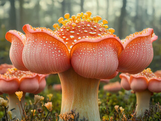 Poster - Giant prehistoric plant blooming in an enchanted forest surreal imagery dreamlike atmosphere nature wonder