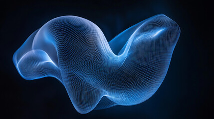 Poster - Digital abstract shape representing flowing energy in a dark background environment