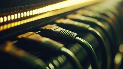 Poster - Network Cables Connected To Server Rack Lights