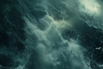 Wall Mural - dynamic waves in stormy seas captured from above, showcasing the power of nature with turbulent wate